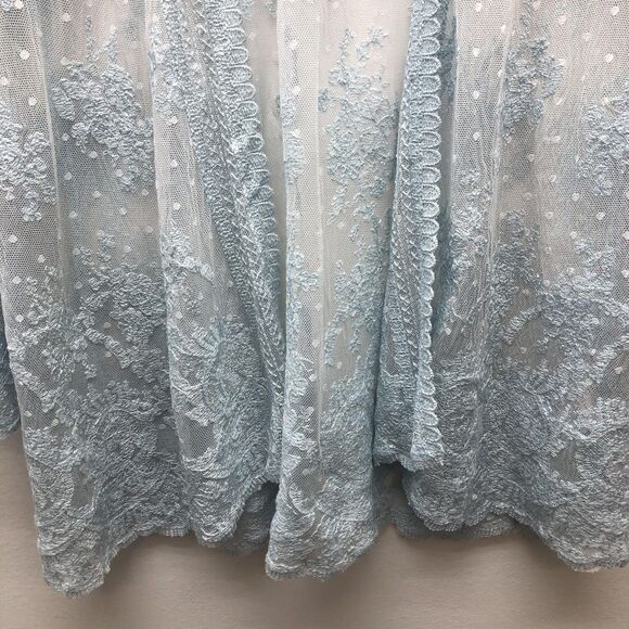 Belle Kim Gravel Lace Womens Small Blue Sheer Embroidered Duster Fairy Boho - Picture 5 of 10